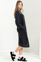 Black Oversized Sweatshirt Midi Dress