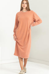 Rust Oversized Sweatshirt Midi Dress