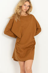 Brown Long Sleeve Shirt Dress