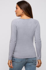 Heather Grey Basic Raglan Sleeve Maternity Sweater Top