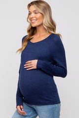 Navy Basic Raglan Sleeve Maternity Sweater Top