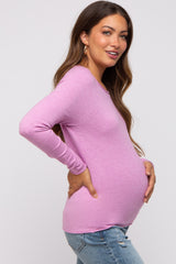 Mauve Basic Raglan Sleeve Maternity Sweater Top