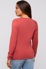 Rust Basic Raglan Sleeve Maternity Sweater Top