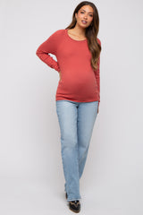 Rust Basic Raglan Sleeve Maternity Sweater Top