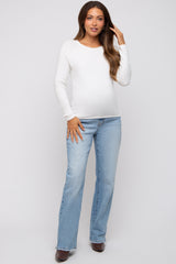 Ivory Basic Raglan Sleeve Maternity Sweater Top