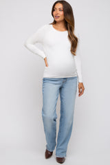 Ivory Basic Raglan Sleeve Maternity Sweater Top