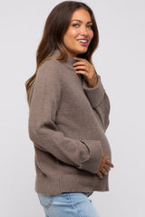 Mocha Mock Neck Maternity Sweater