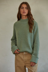 Green Mock Neck Maternity Sweater