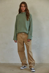 Green Mock Neck Sweater