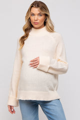 Cream Mock Neck Maternity Sweater