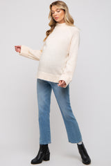 Cream Mock Neck Maternity Sweater