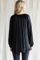 Black Button-Down Long Sleeve Blouse