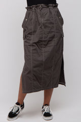 Charcoal Cargo Cinched Midi Skirt