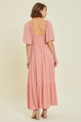 Rose Smocked Gauze Tiered Ruffle Maxi Dress