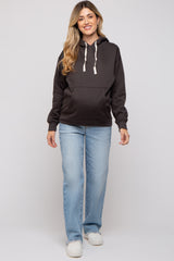 Charcoal Basic Fleece Maternity Hoodie