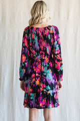 Black Multicolor Print Maternity Long Sleeve Dress