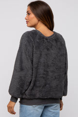 Charcoal Faux Fur Maternity Sweatshirt