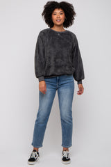 Charcoal Faux Fur Maternity Sweatshirt