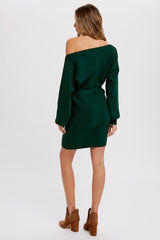 Hunter Green Boatneck Sweater Dress