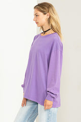 Lavender Oversized Long Sleeve Top