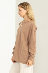 Mocha Oversized Long Sleeve Top