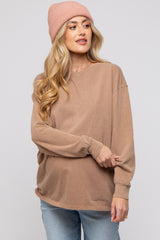 Mocha Oversized Long Sleeve Maternity Top