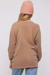 Mocha Oversized Long Sleeve Maternity Top