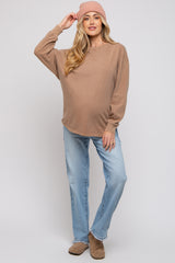 Mocha Oversized Long Sleeve Maternity Top