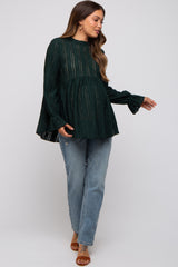 Forest Green Lace Ruffled Neck Maternity Top