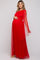Red One Shoulder Pleated Mesh Maternity Gown
