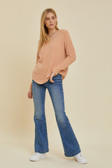 Peach Fuzzy Soft Knit Maternity Sweater