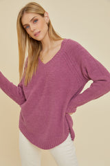 Magenta Fuzzy Soft Knit Sweater