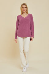 Magenta Fuzzy Soft Knit Sweater