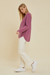 Magenta Fuzzy Soft Knit Sweater