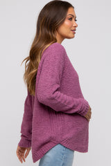 Magenta Fuzzy Soft Knit Maternity Sweater