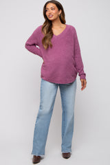 Magenta Fuzzy Soft Knit Maternity Sweater