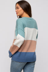 Multi-Color Color Blocked Striped Maternity Sweater