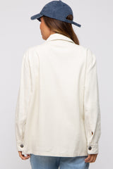 Ivory Front Pocket Collared Maternity Jacket