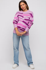 Lavender Multi Color Open Knit Maternity Sweater