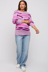 Lavender Multi Color Open Knit Maternity Sweater