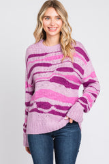 Lavender Multi Color Open Knit Sweater