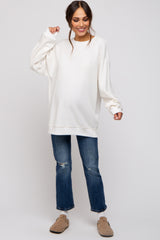 Cream Oversized Brushed Knit Long Sleeve Maternity Top