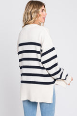 Cream Striped Oversized Sweater