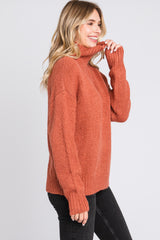 Rust Knit Zipper Pullover Sweater