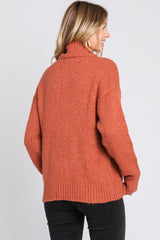 Rust Knit Zipper Pullover Sweater