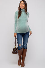 Forest Green Ribbed Maternity Turtleneck Top