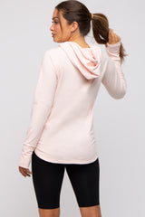 Light Pink Hooded Long Sleeve Maternity Active Top