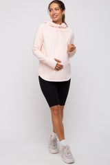 Light Pink Hooded Long Sleeve Maternity Active Top