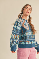 Teal Blue Multi Sweater