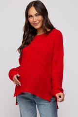 Red Dropped Shoulder Maternity Sweater